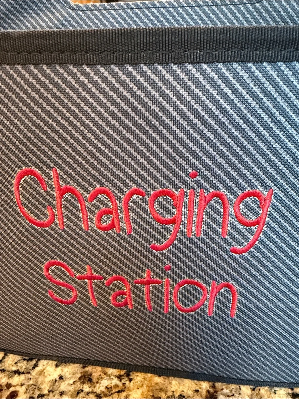 Thirty-one Gifts Charcoal Cross hatch Double Duty Caddy Charging station